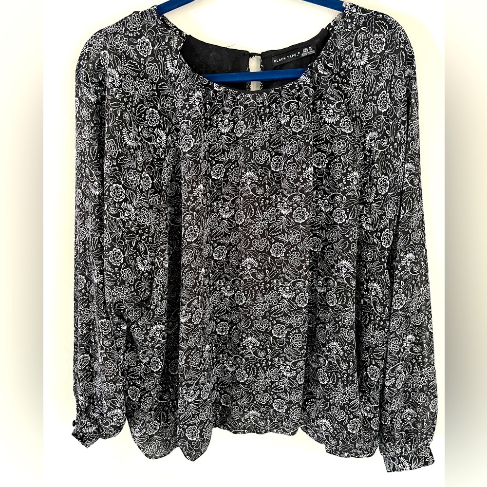 Black Tape Paisley Blouse 1X